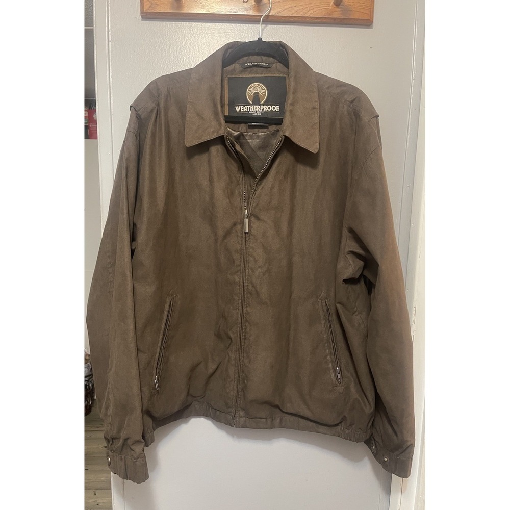 Weatherproof Micro Suede Bomber Jacket Size XL Fully Lined Zip Pockets